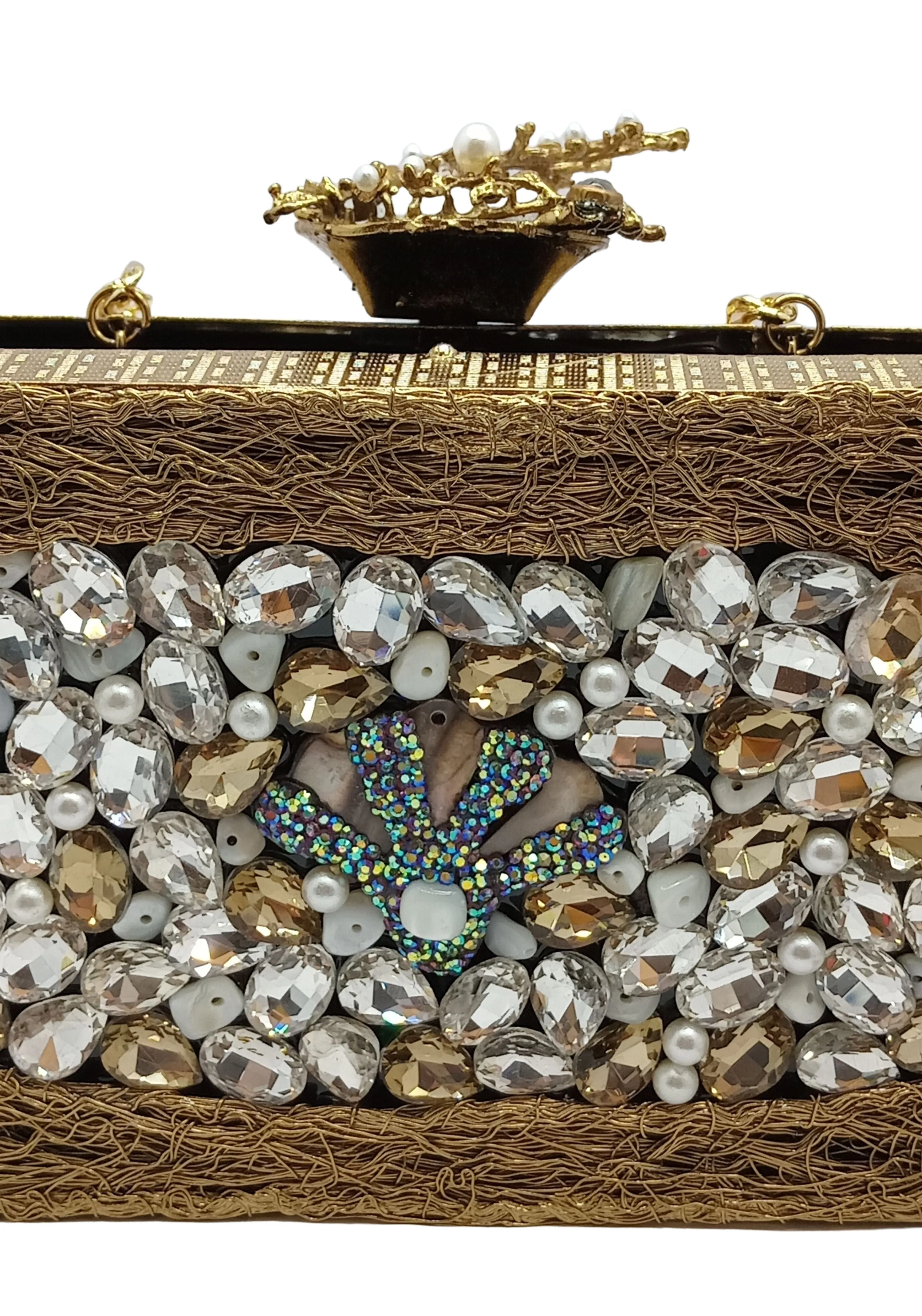 Mesh Crystal Clutch