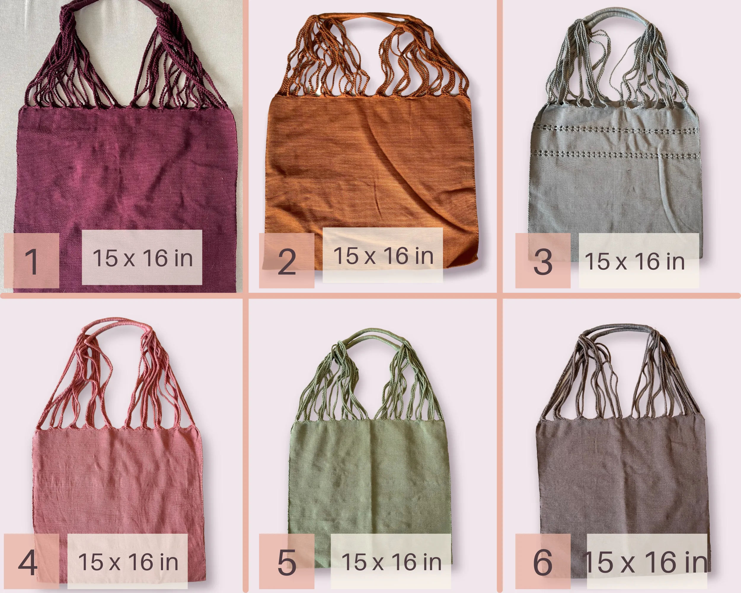 Mexican Cotton Loom Market Bag 16 x 14 in