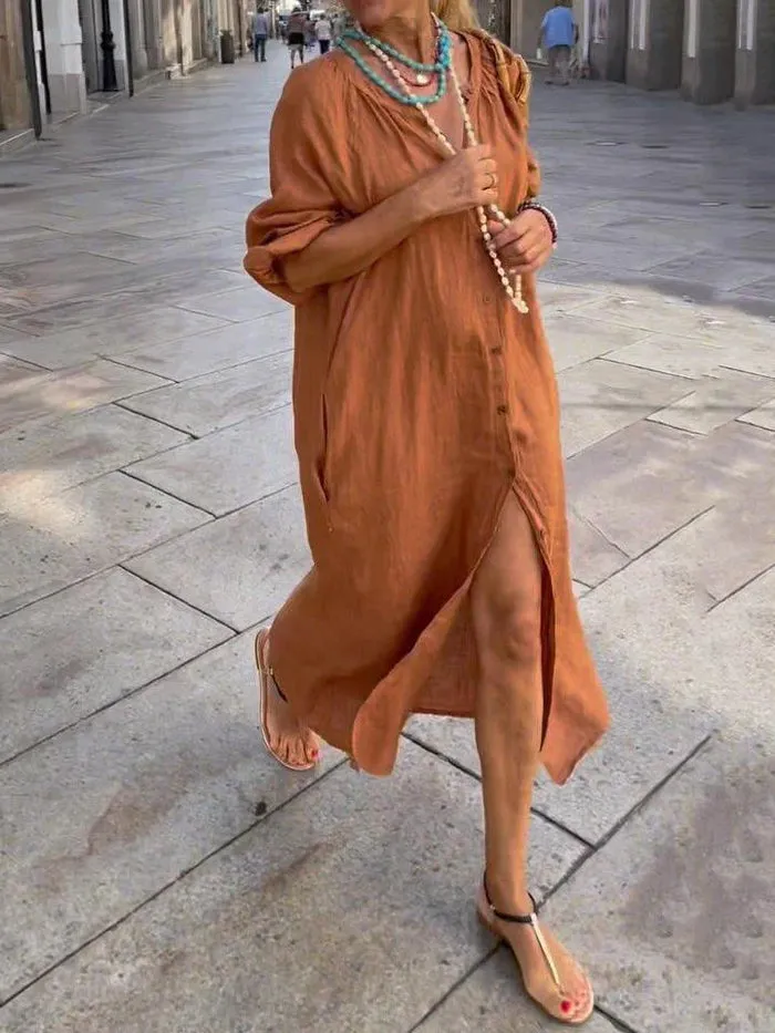 Michelle | Long Dress with Button