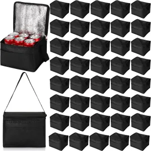 Mifoci 50 Pcs Insulated Lunch Bags Bulk Reusable Non-woven Leakproof Waterproof Thermal Cooler Bags Insulated Beverage for Women Men Kids Office School Picnic Beach