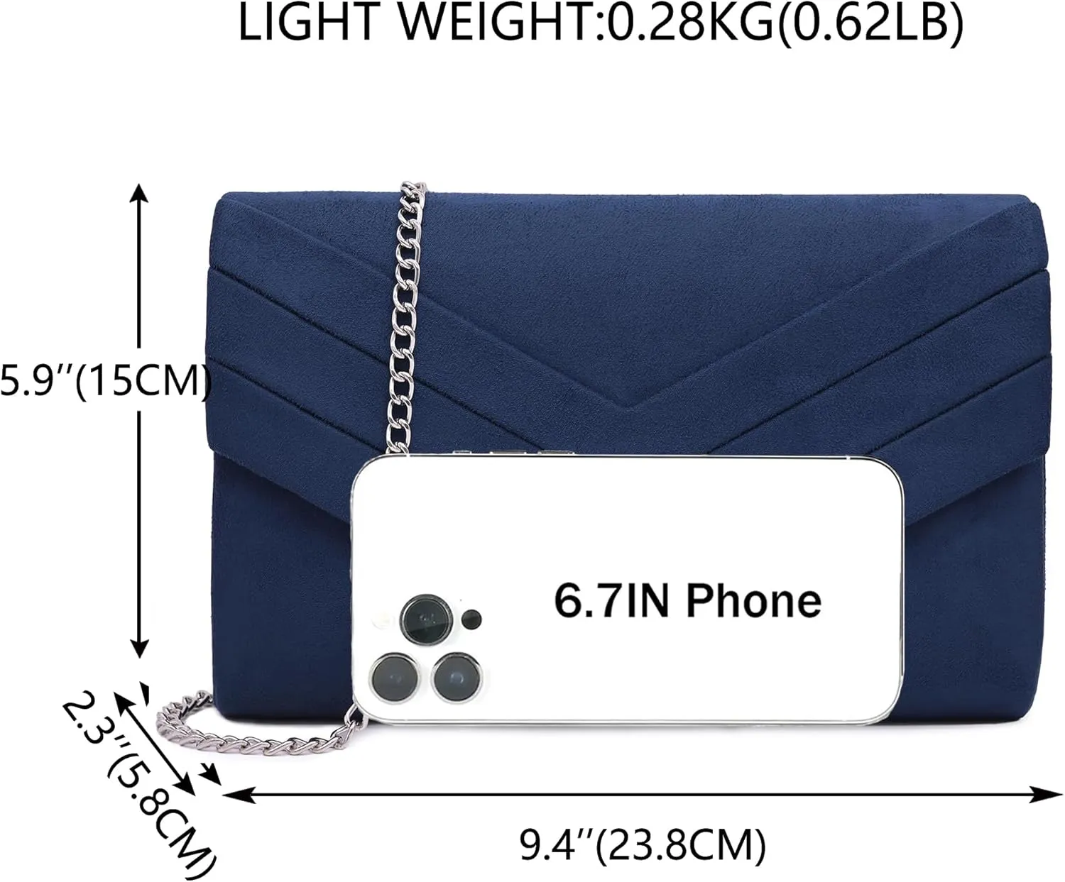 Milisente Evening Bag for Women, Suede Envelope Evening Purses Crossbody Shoulder Clutch Bag