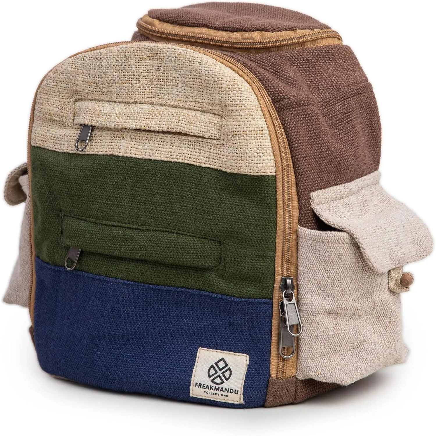 Mini Hemp Backpack Cute Multipocket Functional - Eco Friendly Unisex Rustic Bag Durable by Freakmandu
