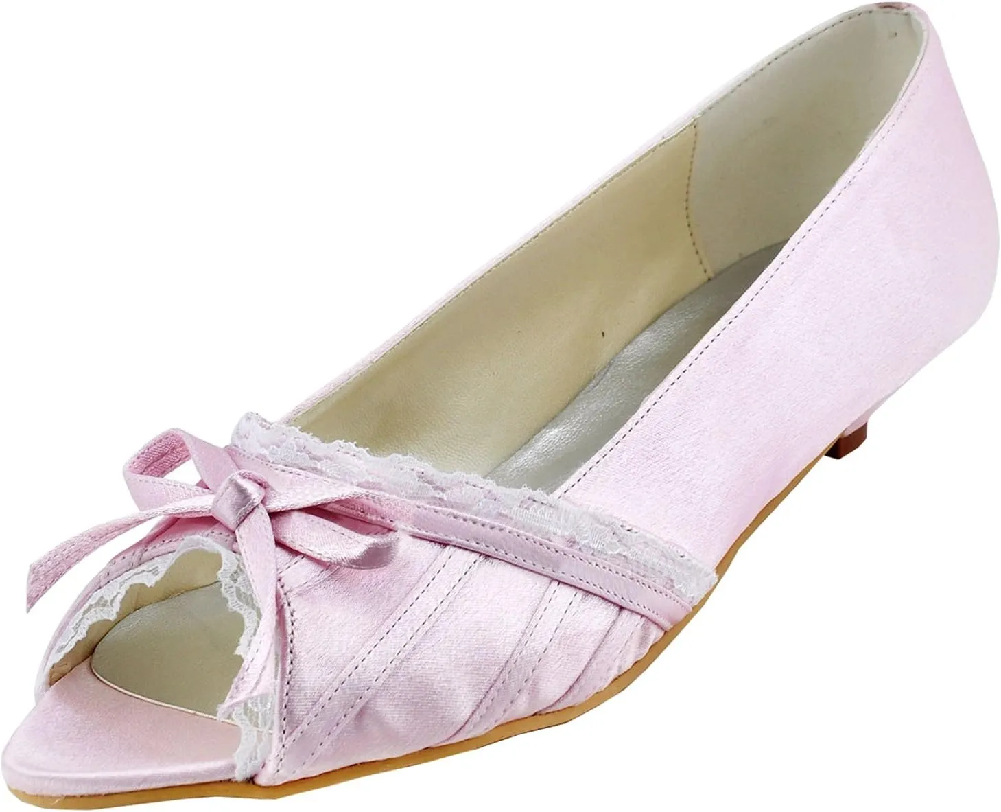 Minishion GYMZ683 Womens Peep Toe Satin Evening Party Prom Bridal Wedding Shoes Pumps Sandals Flatfs