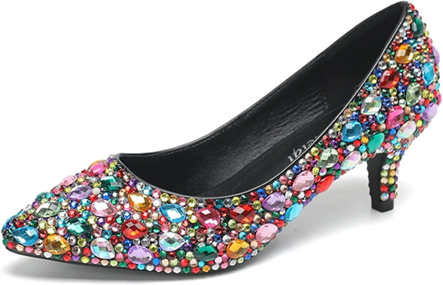 Minishion Rhinestone Wedding Shoes for Women Slip on Party Evening Pumps