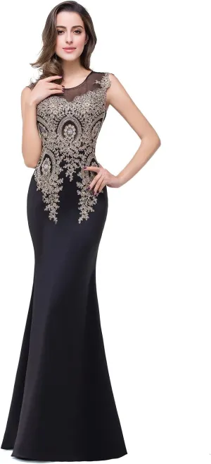 MisShow Women's Rhinestone Long Lace Formal Mermaid Evening Prom Dresses