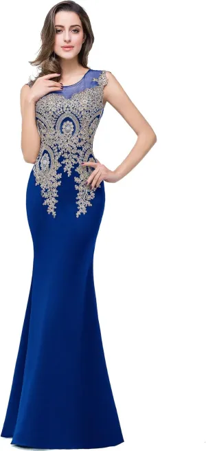 MisShow Women's Rhinestone Long Lace Formal Mermaid Evening Prom Dresses