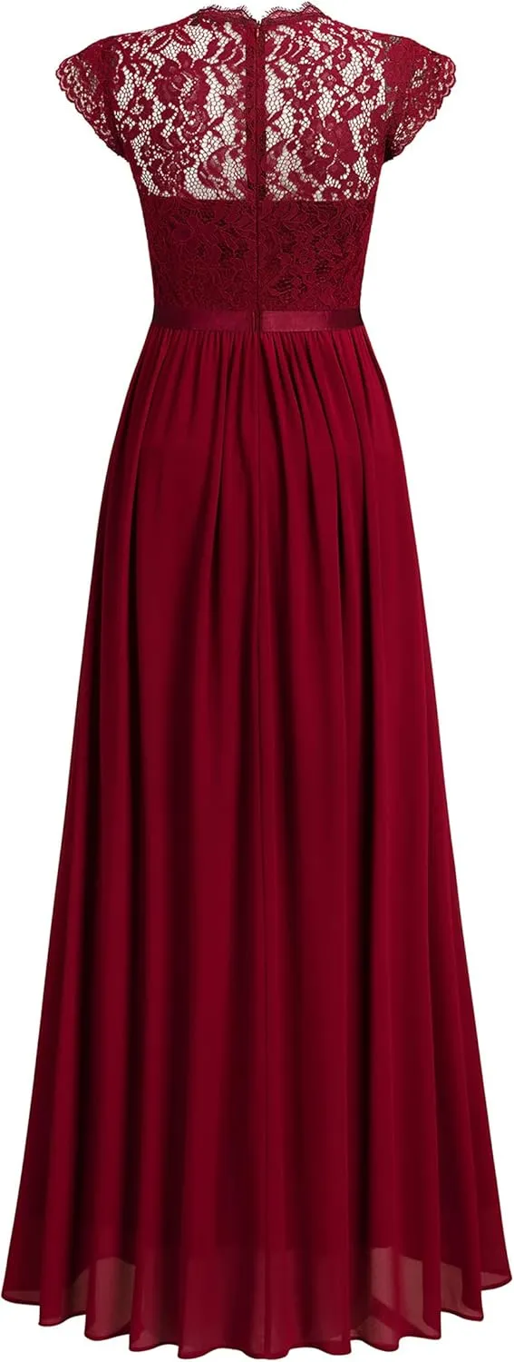 Miusol Women's Formal Floral Lace Evening Party Maxi Dress