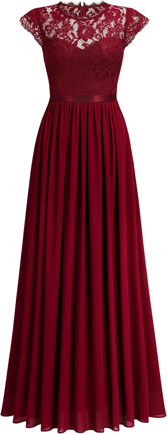 Miusol Women's Formal Floral Lace Evening Party Maxi Dress