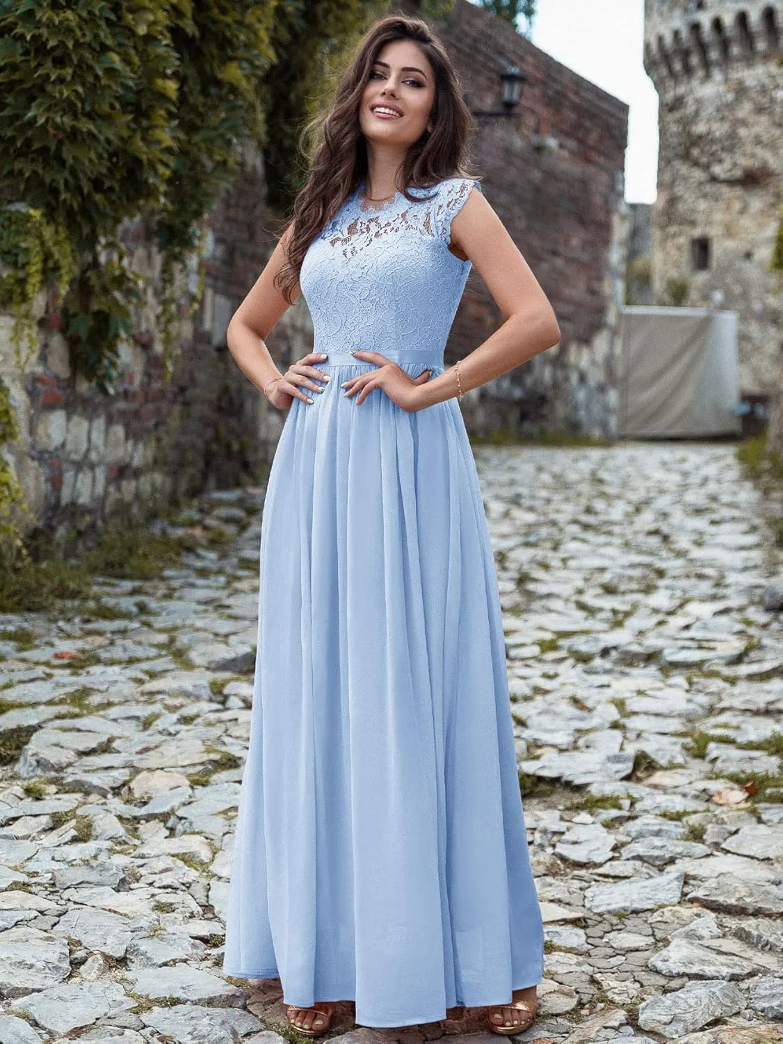 Miusol Women's Formal Floral Lace Evening Party Maxi Dress