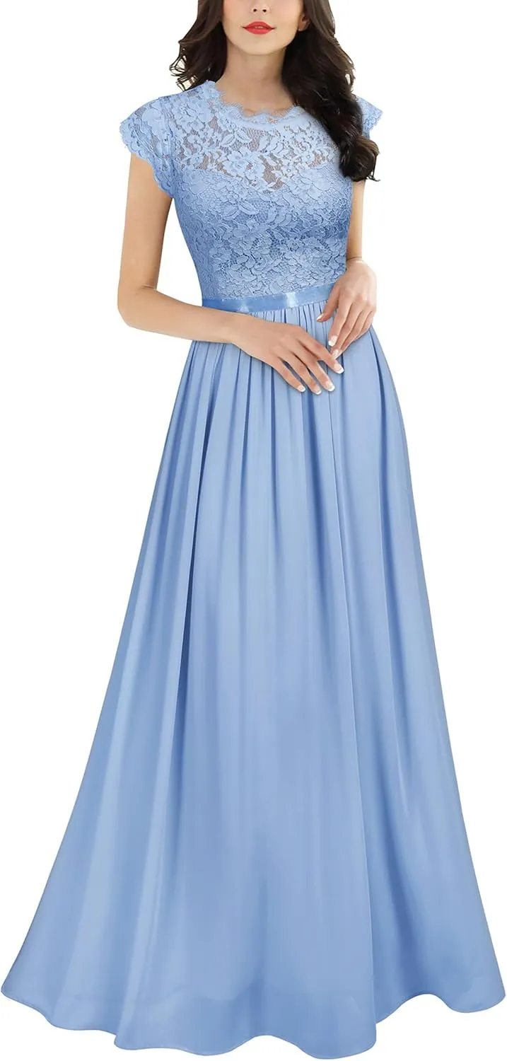 Miusol Women's Formal Floral Lace Evening Party Maxi Dress
