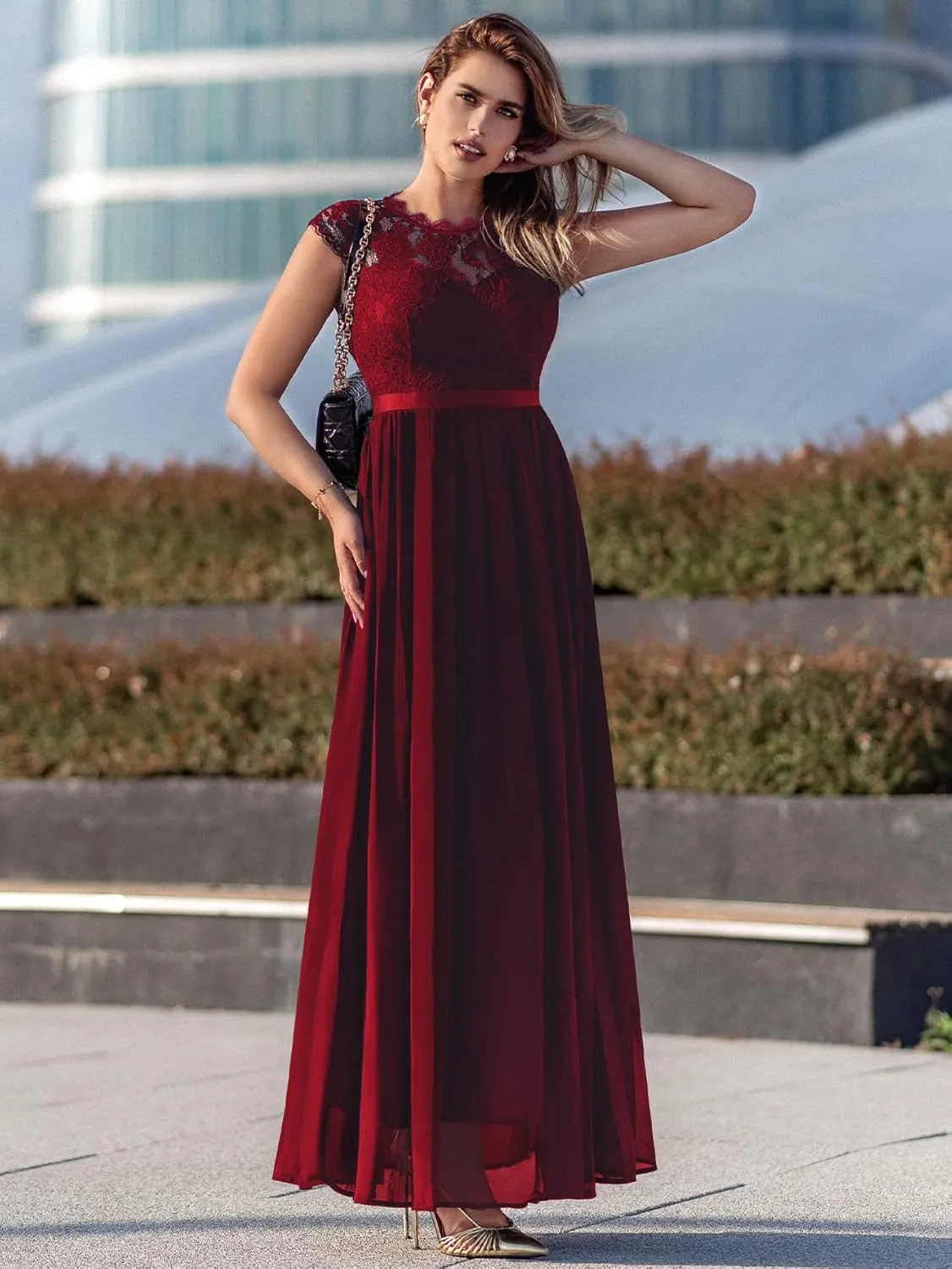 Miusol Women's Formal Floral Lace Evening Party Maxi Dress