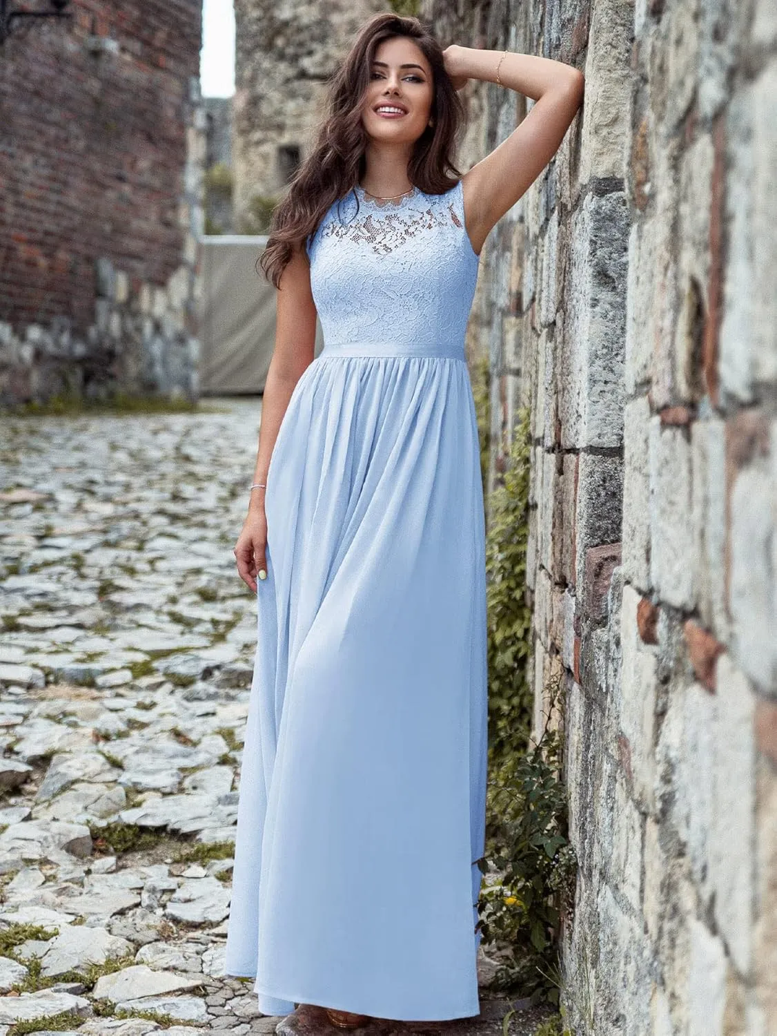 Miusol Women's Formal Floral Lace Evening Party Maxi Dress