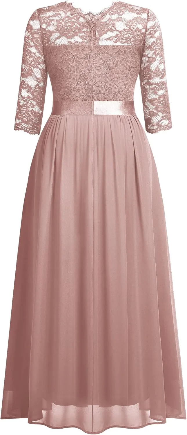 Miusol Women's Formal Floral Lace Plus Size Wedding Maxi Dress