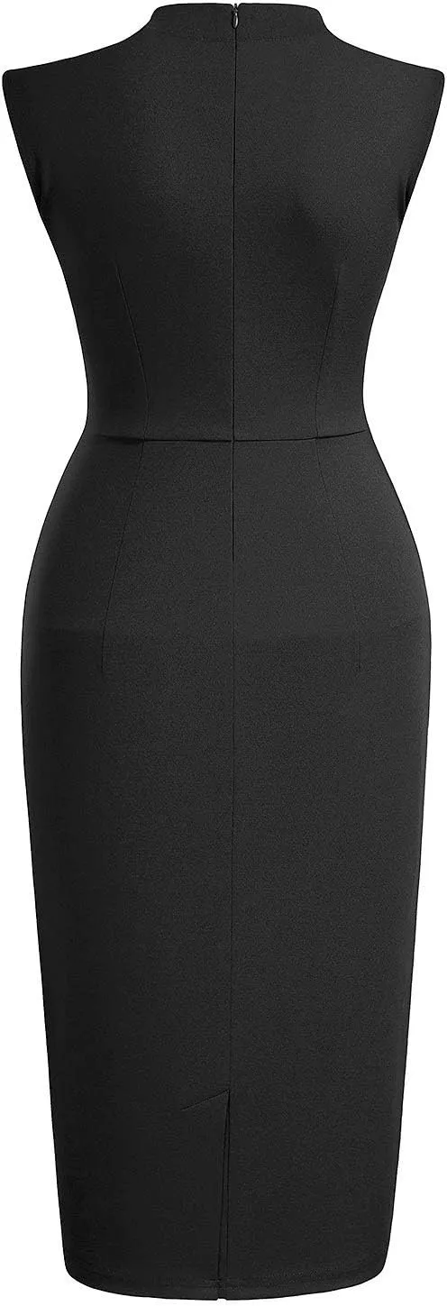 Miusol Women's Retro 1950s Style Half Collar Ruffle Cocktail Pencil Dress