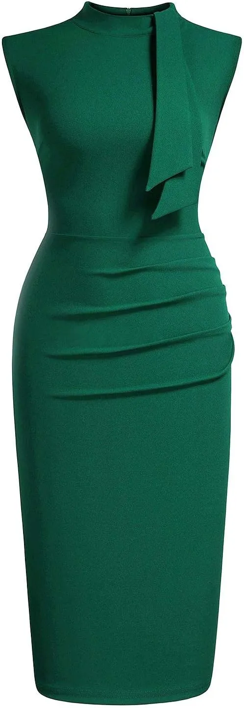 Miusol Women's Retro 1950s Style Half Collar Ruffle Cocktail Pencil Dress