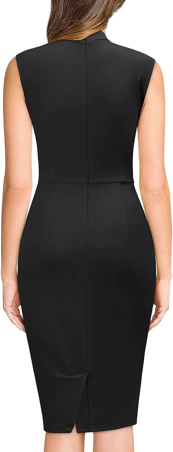 Miusol Women's Retro 1950s Style Half Collar Ruffle Cocktail Pencil Dress