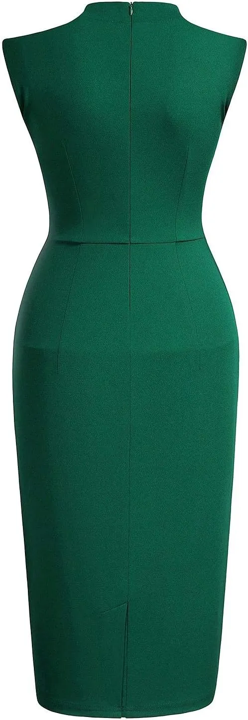 Miusol Women's Retro 1950s Style Half Collar Ruffle Cocktail Pencil Dress