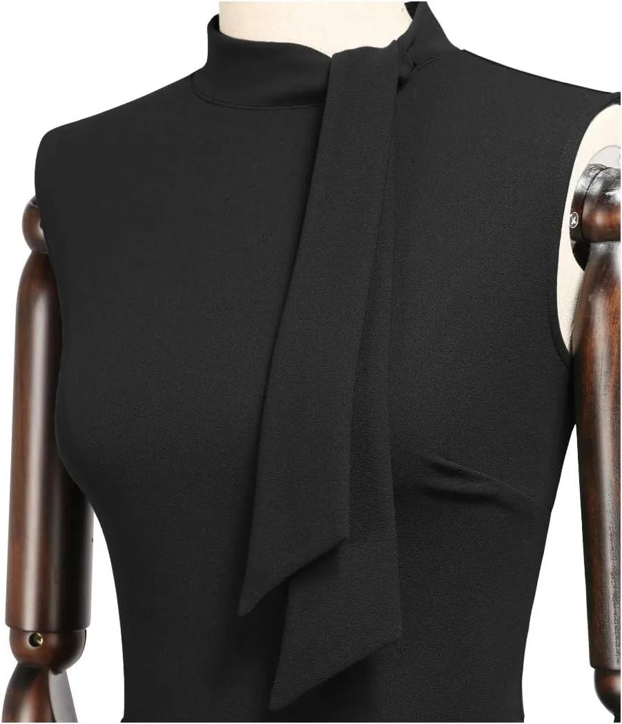 Miusol Women's Retro 1950s Style Half Collar Ruffle Cocktail Pencil Dress