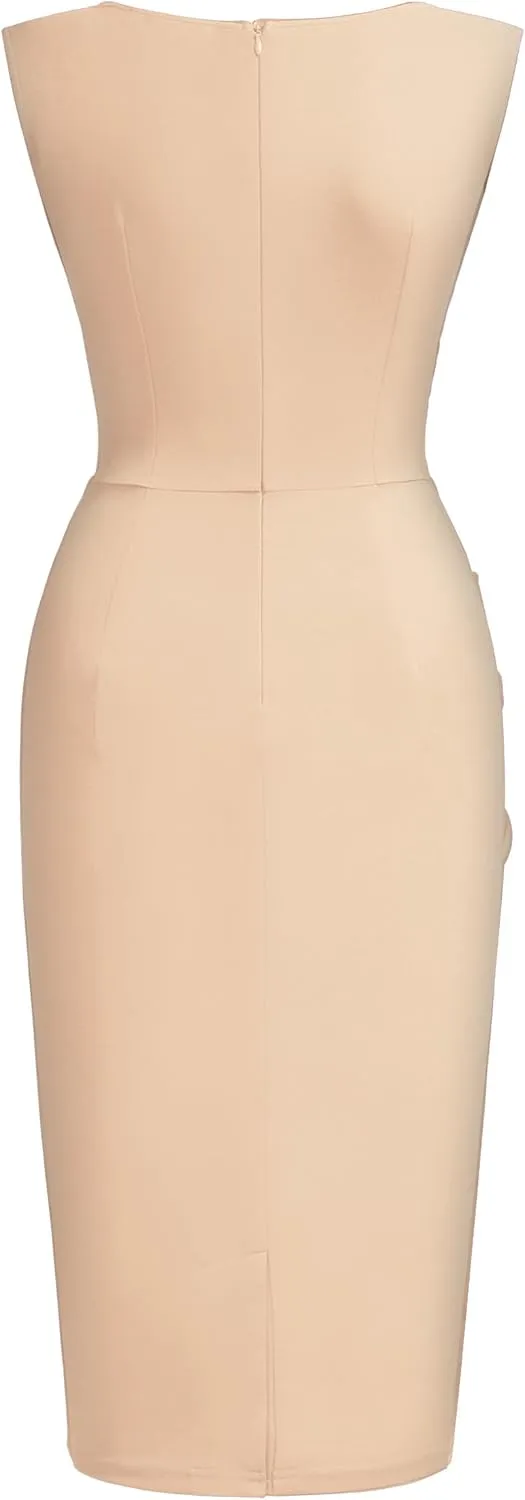 Miusol Women's Retro Ruffle Style Slim Work Pencil Dress