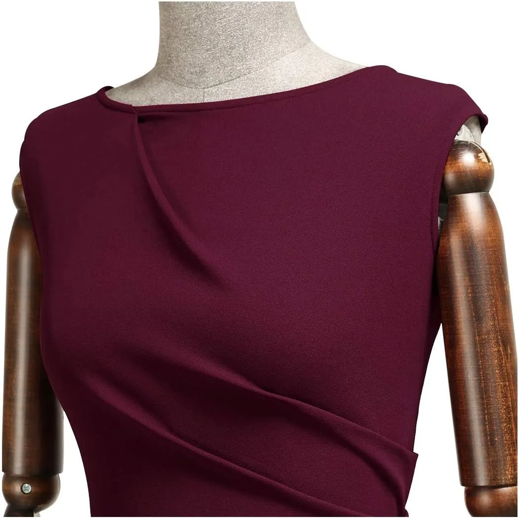 Miusol Women's Retro Ruffle Style Slim Work Pencil Dress