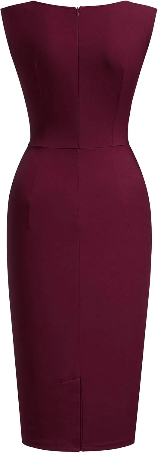 Miusol Women's Retro Ruffle Style Slim Work Pencil Dress