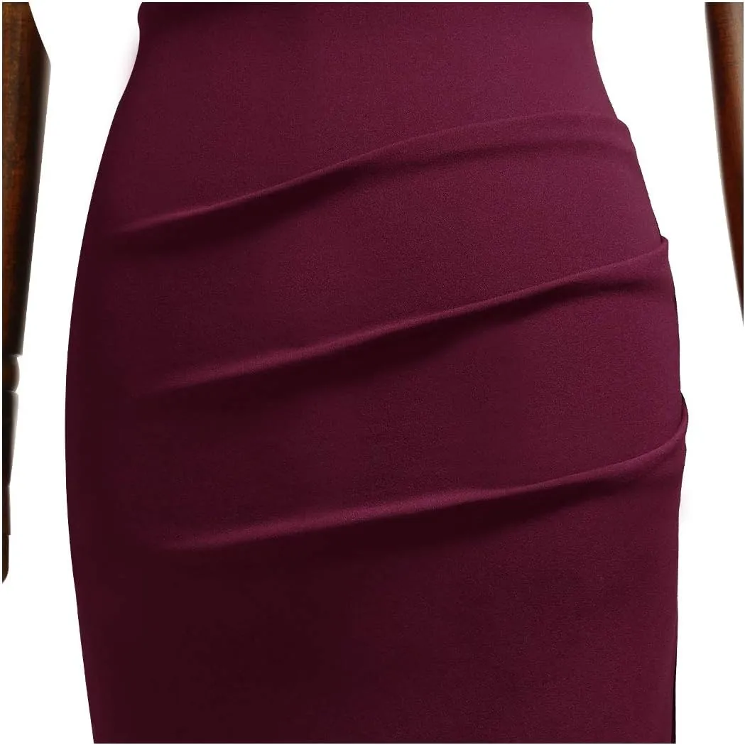 Miusol Women's Retro Ruffle Style Slim Work Pencil Dress