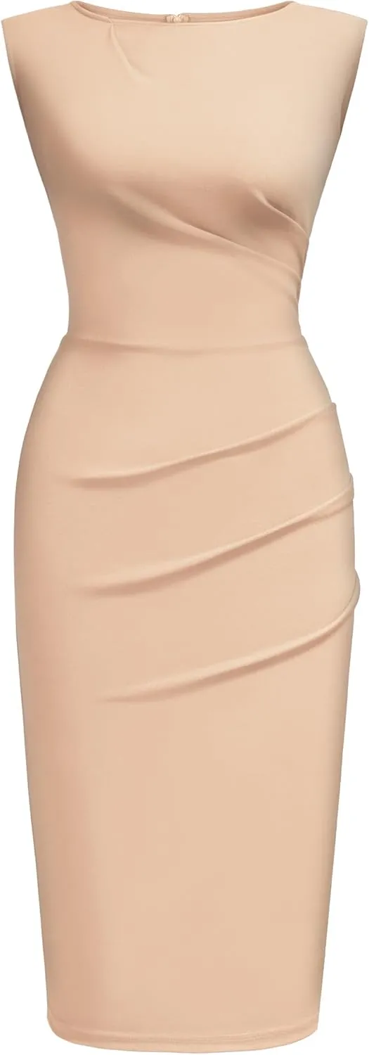 Miusol Women's Retro Ruffle Style Slim Work Pencil Dress