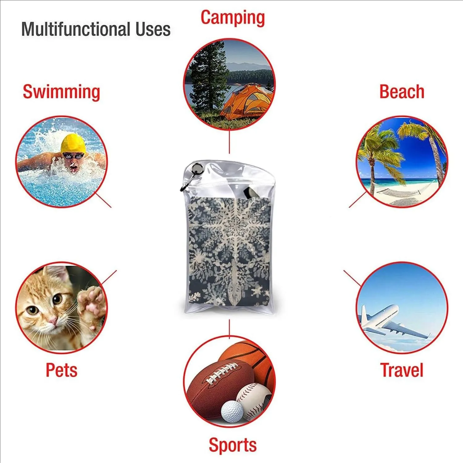 Modern Floral Print Premium Compact Microfiber Travel Towel-Featherlight & Quick Dry,Sand-Resistant Beach Towel for Swimming,Camping,Vacation Essentials with Carry Pouch