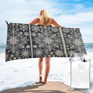 Modern Floral Print Premium Compact Microfiber Travel Towel-Featherlight & Quick Dry,Sand-Resistant Beach Towel for Swimming,Camping,Vacation Essentials with Carry Pouch