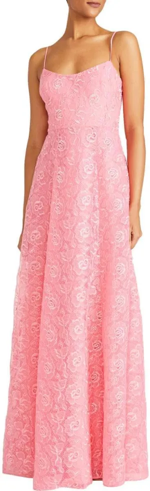 MONIQUE LHUILLIER ML Womens Lace Tea Length Evening Dress