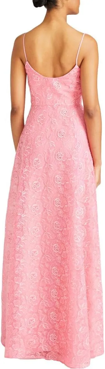 MONIQUE LHUILLIER ML Womens Lace Tea Length Evening Dress