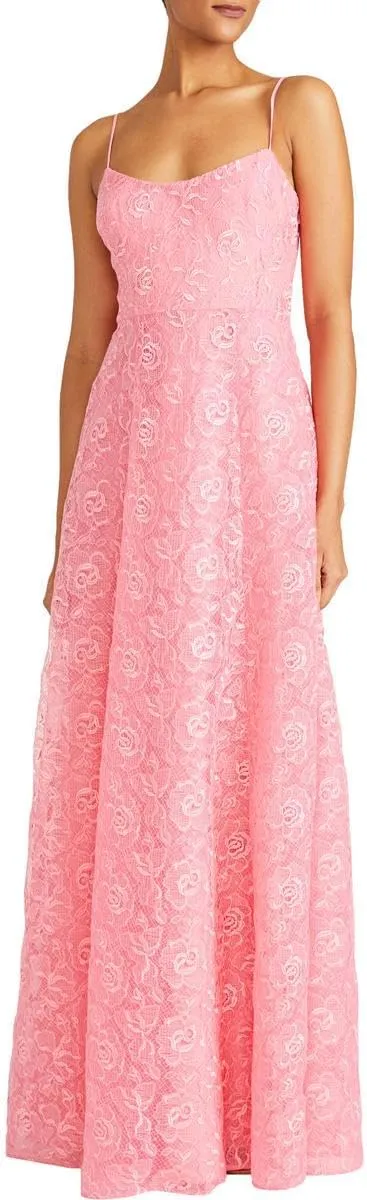 MONIQUE LHUILLIER ML Womens Lace Tea Length Evening Dress