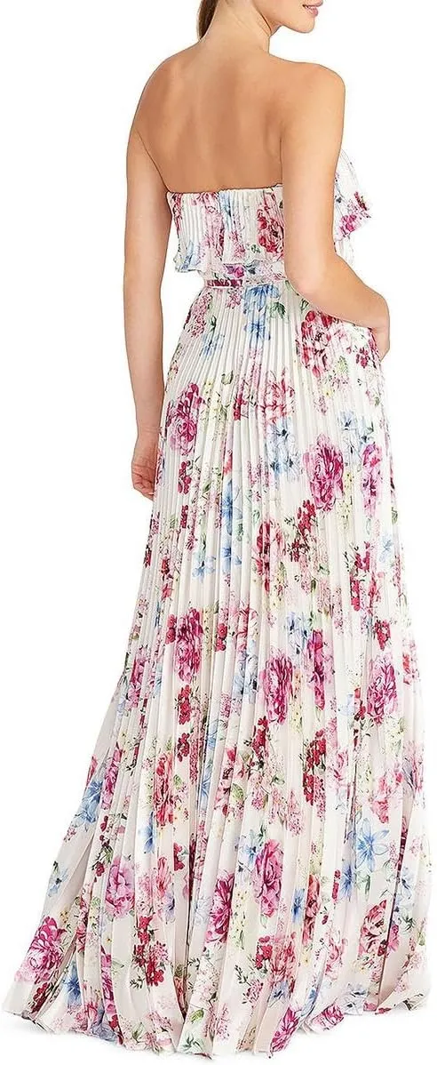 MONIQUE LHUILLIER ML Womens Satin Floral Print Evening Dress