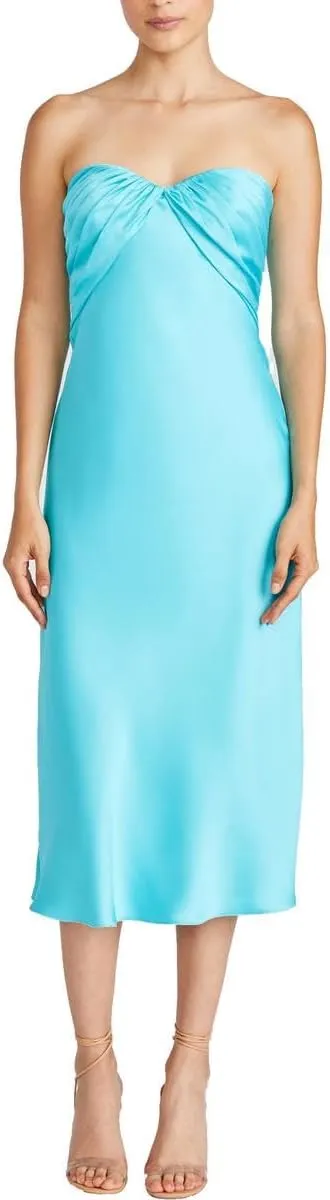 MONIQUE LHUILLIER ML Womens Satin Mid Calf Evening Dress