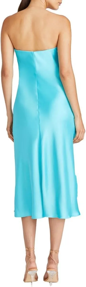 MONIQUE LHUILLIER ML Womens Satin Mid Calf Evening Dress