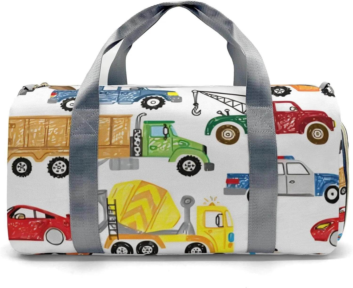 Monster Truck Dump Jump Colorful Personalized Kids Duffel Swim Bag for Boys,Customized Swim Duffle Bag for Boys Man Kids Gifts
