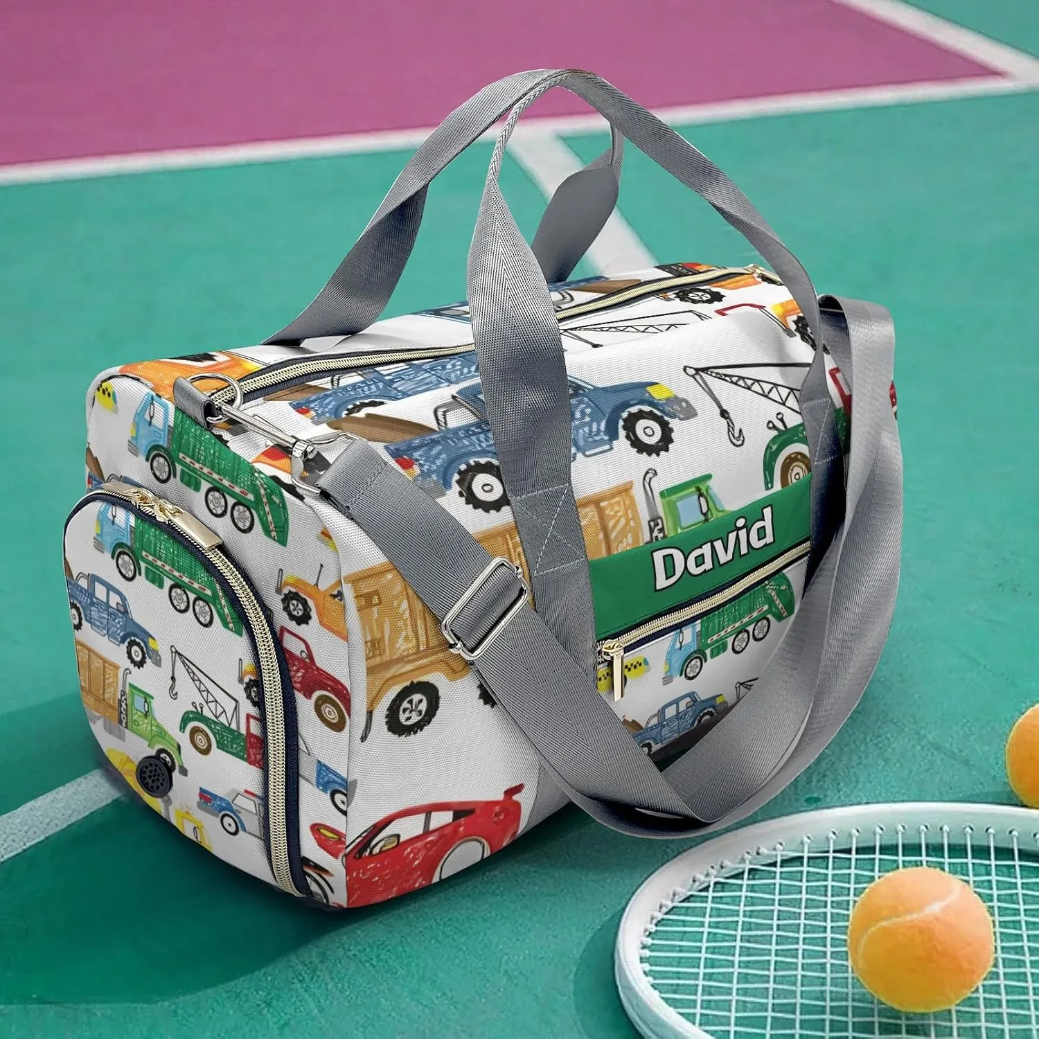 Monster Truck Dump Jump Colorful Personalized Kids Duffel Swim Bag for Boys,Customized Swim Duffle Bag for Boys Man Kids Gifts