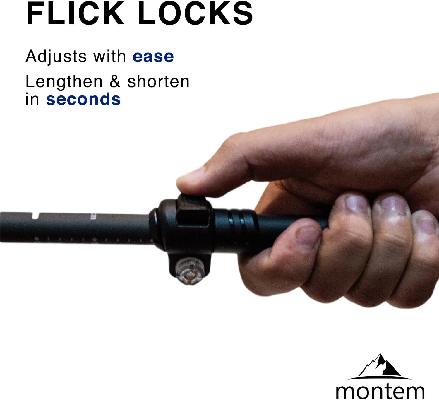 Montem Ultra Light 100% Carbon Fiber Trekking, Walking, and Hiking Poles - One Pair (2 Poles) - Ultra Light, Quick Locking, Foldable, Weather-Resistant and Ultra Durable