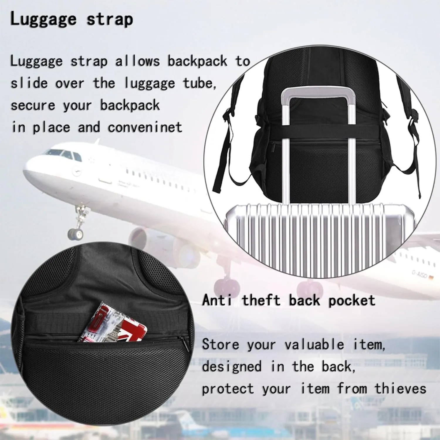 Montserrat Pride Flag Business Laptop Backpack Travel Backpacks Outdoor Rucksack Large Bag Daypack with USB Charging Port Multi-Pocket for Hiking Camping