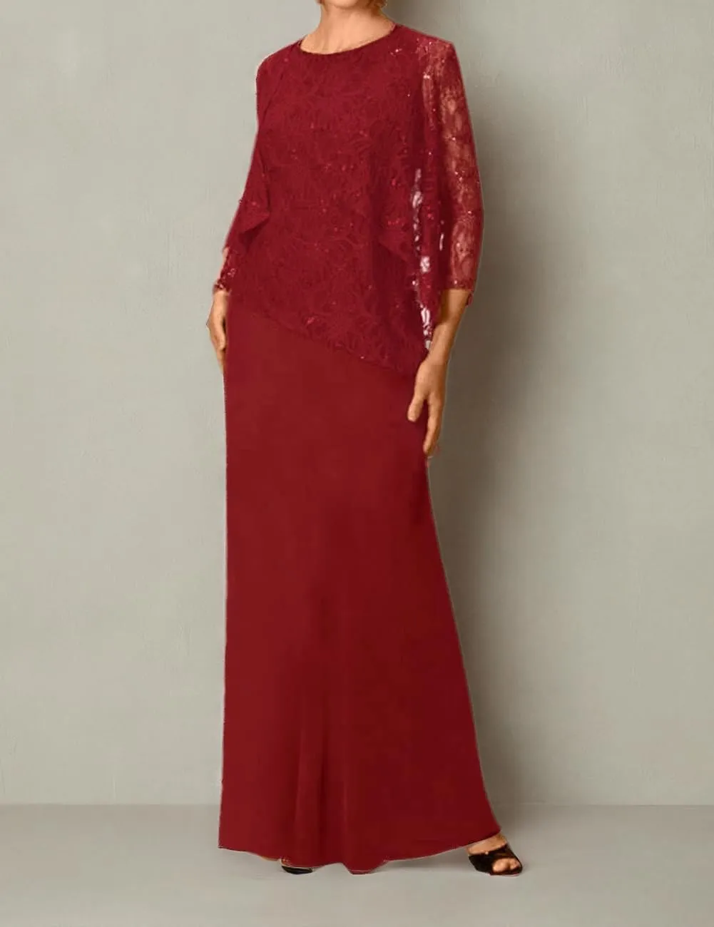 Mother of The Bride Dresses for Wedding Long Evening Formal Dresses Lace Wedding Guest Groom Dress with Jacket Sequin