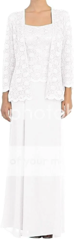 Mother of The Bride Dresses Long Evening Formal Dresses Lace Jacket for Wedding Guest Groom Party