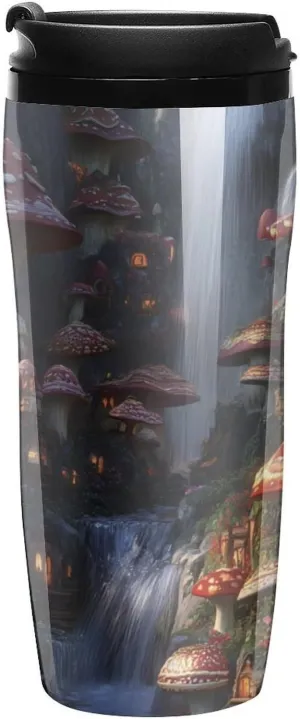 Mushrooms Forests Coffee Mug with Lid Portable Tumbler Water Bottle for Travel Business 350ml