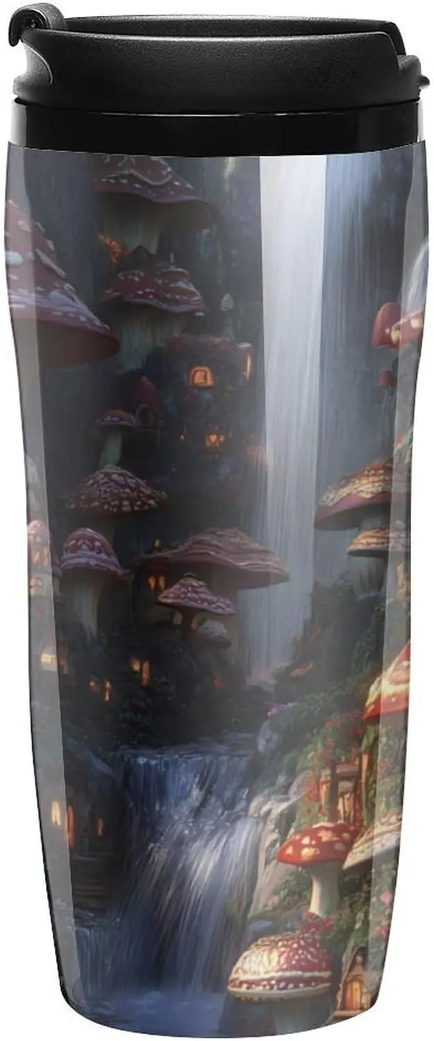 Mushrooms Forests Coffee Mug with Lid Portable Tumbler Water Bottle for Travel Business 350ml