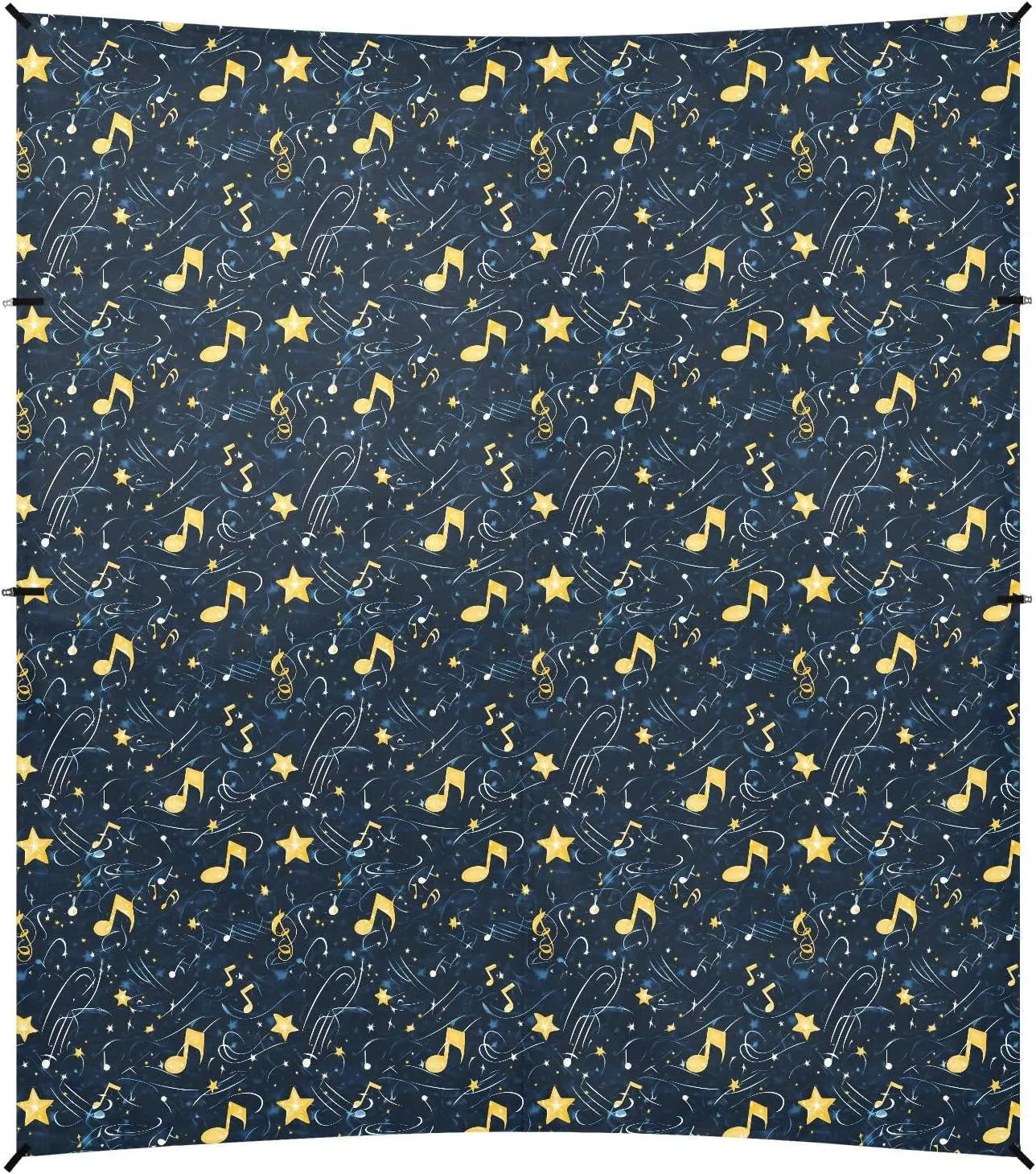 Music Pattern Dark Blue Stable Beach Tent UPF50  Lightweight Outdoor Sun Shade with Sandbags and Shovel for Family Trips, Picnics & Camping