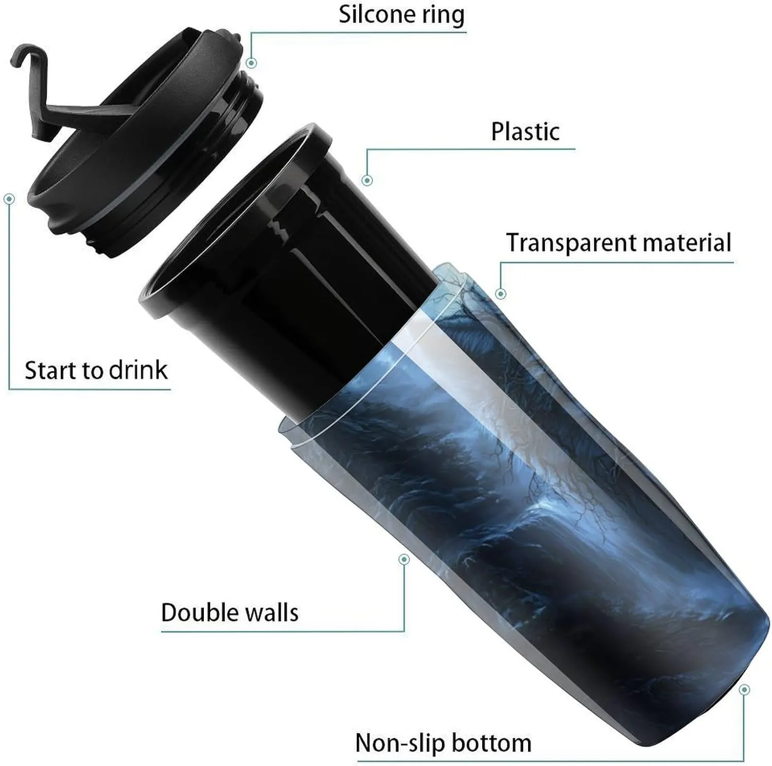 Mystic Tree Wolf Coffee Mug with Lid Portable Tumbler Water Bottle for Travel Business 350ml
