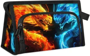 Mythical Dragon Makeup Bag For Women Travel Cosmetic Bag With Handle Organizer Toiletry Bag Pouch Zipper Bag Make Up Bags With Compartments Stylish Makeup Storage Pouch