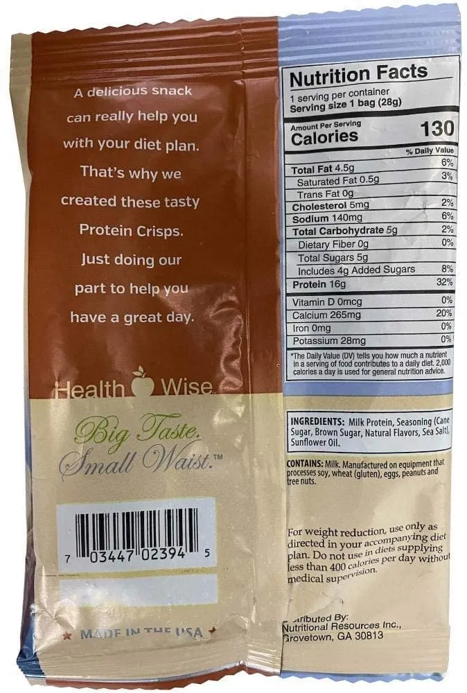Nashua Nutrition HealthSmart High Protein Barbecue Crisps, 18g Protein, Low Calorie, Low Carb, Low Fat, No Gluten Ingredients, Vegetarian, KETO Diet Friendly, Ideal Protein Compatible, 7 Single Serving Bags