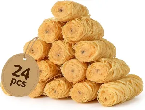 Natural Fire Starters for Grills: 24 PCS Quick Tumbleweed Firestarters - Odorless Waterproof Fire Starter for Campfires Fireplaces Wood Stove BBQ Smoker Firepit