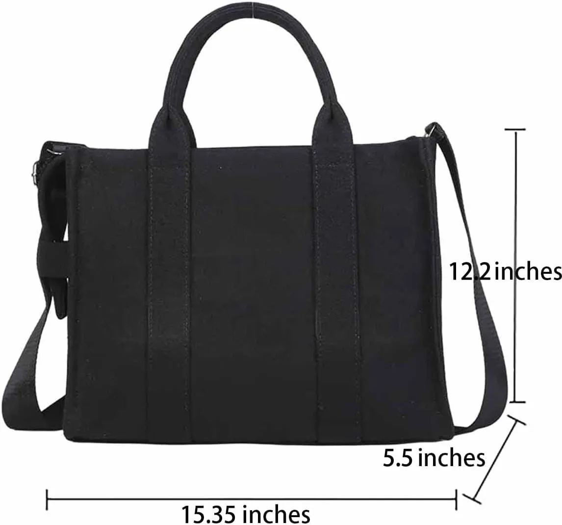 NCDUANSAN Large Canvas Tote Bag Simple one-Shoulder Shopping Bag Lady Letter Printing Commuter Fashion Messenger Handbag