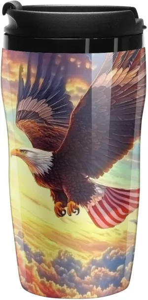New York City E-agle Sunset Coffee Mug with Lid Portable Tumbler Water Bottle for Travel Business 250ml